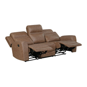 Elara Polished Microfiber Manual Double Reclining Sofa