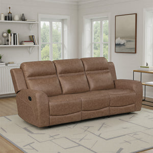 Elara Polished Microfiber Manual Double Reclining Sofa
