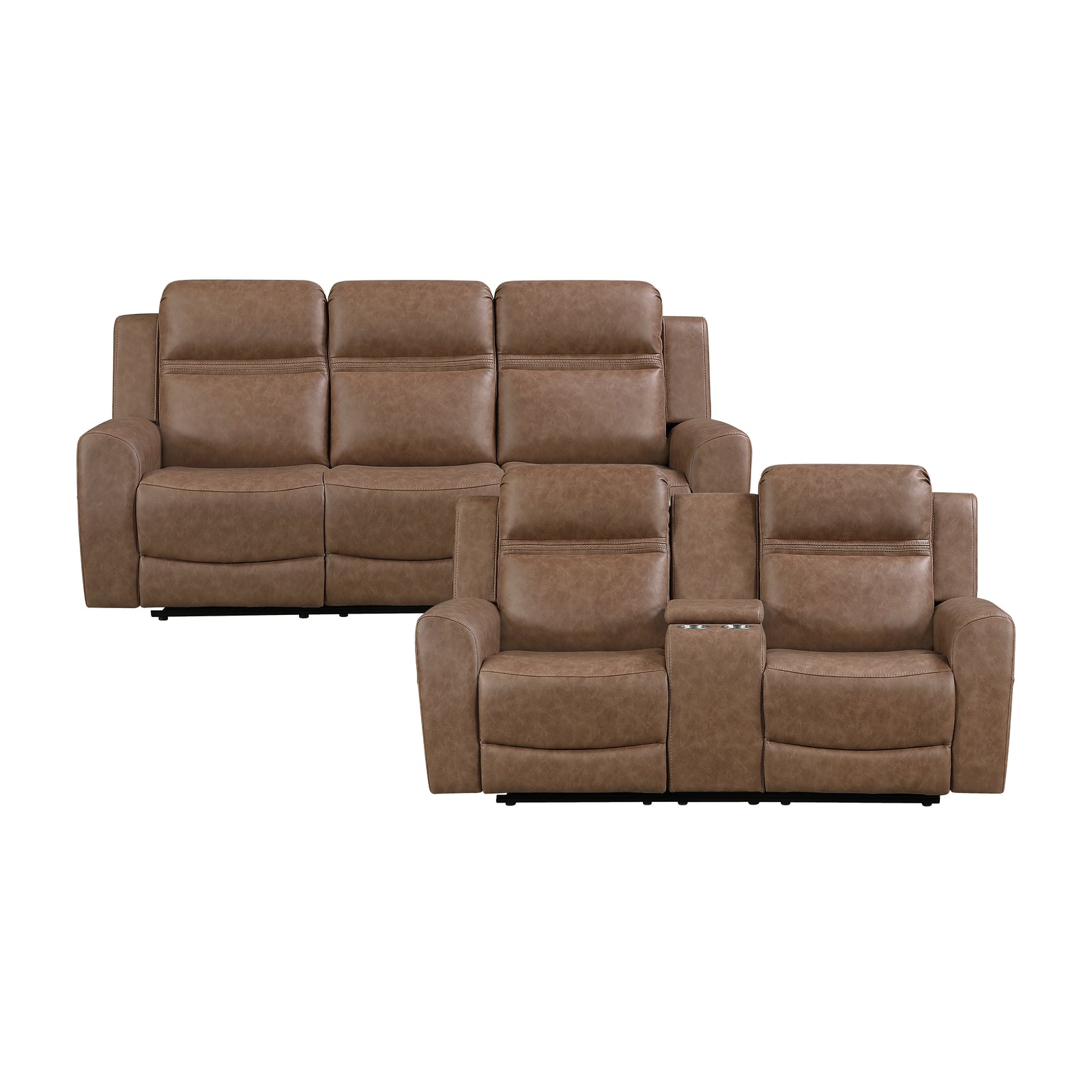 Elara 2-Piece Polished Microfiber Manual Reclining Sofa Set