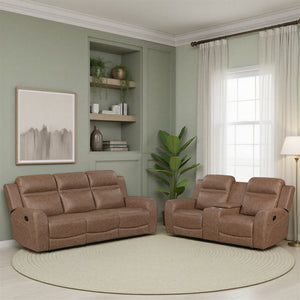 Elara 2-Piece Polished Microfiber Manual Reclining Sofa Set