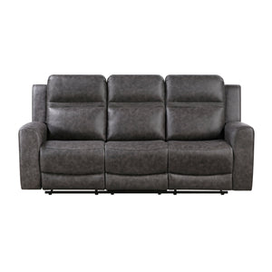 Elara Polished Microfiber Manual Double Reclining Sofa