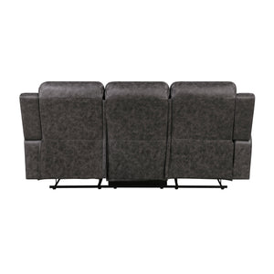 Elara Polished Microfiber Manual Double Reclining Sofa