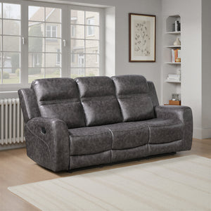 Elara Polished Microfiber Manual Double Reclining Sofa