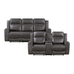 Elara 2-Piece Polished Microfiber Manual Reclining Sofa Set