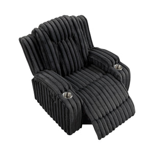 Brynda Corduroy Fabric Reclining Chair with Cup Holders