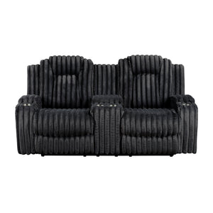 Brynda Corduroy Fabric Manual Double Reclining Loveseat with Center Console and Cup Holders