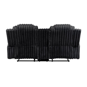 Brynda Corduroy Fabric Manual Double Reclining Loveseat with Center Console and Cup Holders
