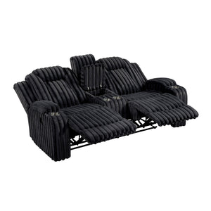 Brynda Corduroy Fabric Manual Double Reclining Loveseat with Center Console and Cup Holders
