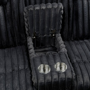 Brynda Corduroy Fabric Manual Double Reclining Loveseat with Center Console and Cup Holders