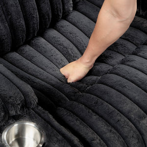 Brynda Corduroy Fabric Manual Double Reclining Loveseat with Center Console and Cup Holders