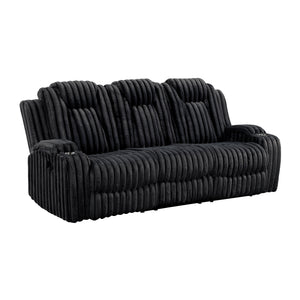 Brynda Corduroy Fabric Manual Double Reclining Sofa with Cup Holders