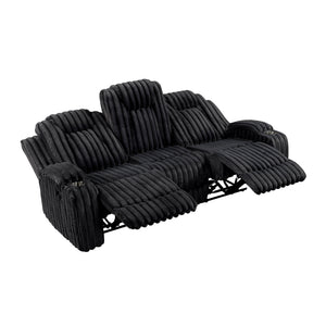 Brynda Corduroy Fabric Manual Double Reclining Sofa with Cup Holders