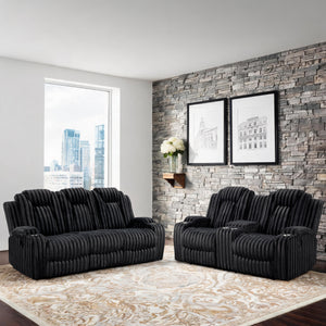Brynda 2-Piece Corduroy Fabric Manual Reclining Sofa Set
