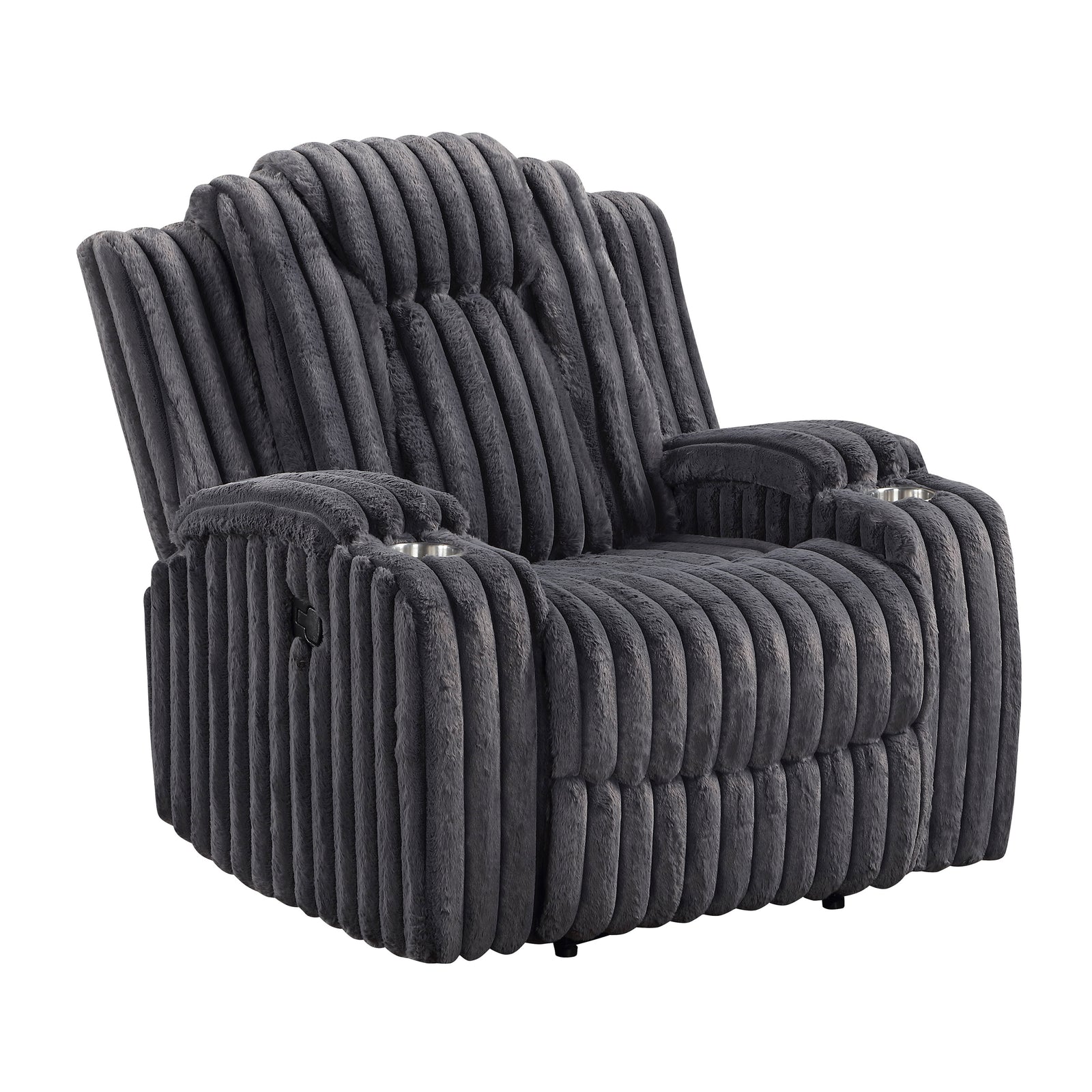 Brynda Corduroy Fabric Reclining Chair with Cup Holders