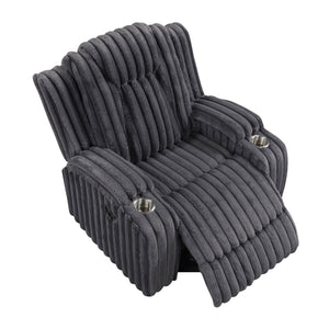 Brynda Corduroy Fabric Reclining Chair with Cup Holders
