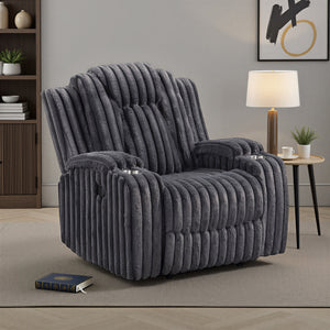 Brynda Corduroy Fabric Reclining Chair with Cup Holders