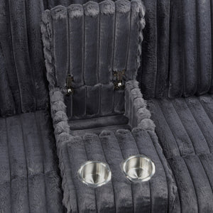 Brynda Corduroy Fabric Manual Double Reclining Loveseat with Center Console and Cup Holders