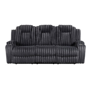 Brynda Corduroy Fabric Manual Double Reclining Sofa with Cup Holders