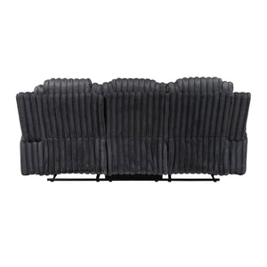 Brynda Corduroy Fabric Manual Double Reclining Sofa with Cup Holders