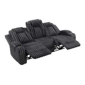 Brynda Corduroy Fabric Manual Double Reclining Sofa with Cup Holders