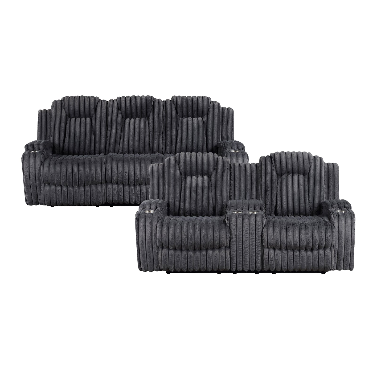 Brynda 2-Piece Corduroy Fabric Manual Reclining Sofa Set