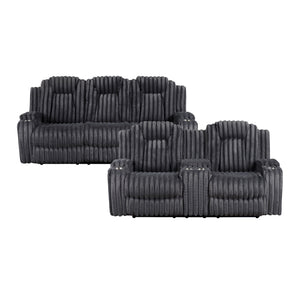 Brynda 2-Piece Corduroy Fabric Manual Reclining Sofa Set