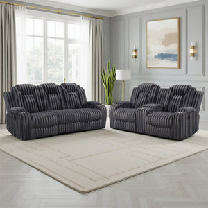 Brynda 2-Piece Corduroy Fabric Manual Reclining Sofa Set