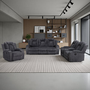 Brynda 3-Piece Corduroy Fabric Manual Reclining Sofa Set