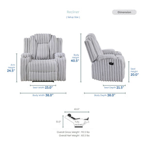 Brynda 3-Piece Corduroy Fabric Manual Reclining Sofa Set