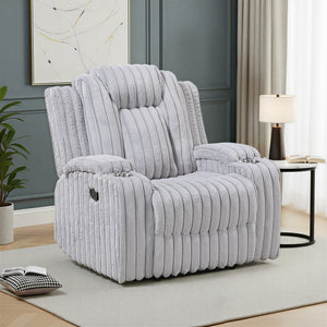 Brynda Corduroy Fabric Reclining Chair with Cup Holders