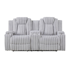 Brynda Corduroy Fabric Manual Double Reclining Loveseat with Center Console and Cup Holders