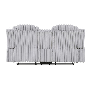 Brynda Corduroy Fabric Manual Double Reclining Loveseat with Center Console and Cup Holders