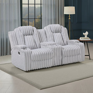 Brynda Corduroy Fabric Manual Double Reclining Loveseat with Center Console and Cup Holders