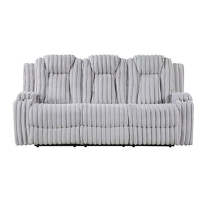 Brynda Corduroy Fabric Manual Double Reclining Sofa with Cup Holders