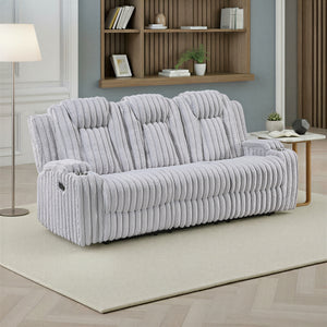 Brynda Corduroy Fabric Manual Double Reclining Sofa with Cup Holders
