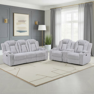 Brynda 2-Piece Corduroy Fabric Manual Reclining Sofa Set