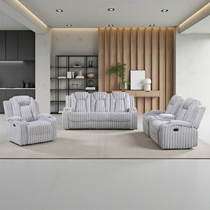 Brynda 3-Piece Corduroy Fabric Manual Reclining Sofa Set