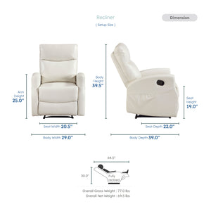 Centralia Faux Leather Manual Reclining Chair