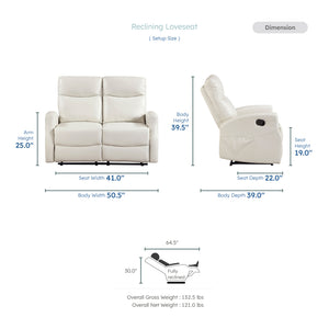 Centralia Faux Leather Manual Double Reclining Loveseat