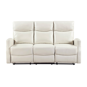 Centralia Faux Leather Manual Double Reclining Sofa