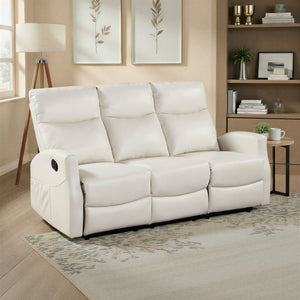 Centralia Faux Leather Manual Double Reclining Sofa