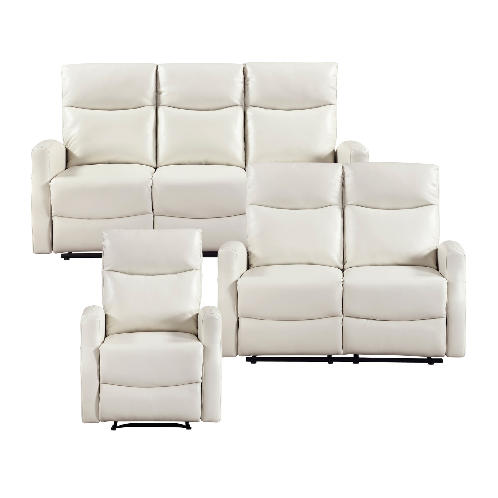 Centralia 3-Piece Faux Leather Manual Reclining Sofa Set
