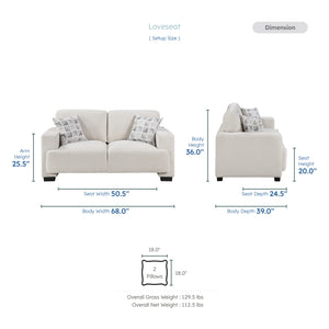 Orbis Chenille Fabric Living Room Loveseat