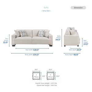 Orbis 2-Piece Chenille Fabric Living Room Sofa set