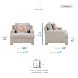 Arlo Chenille Fabric Living Room Chair