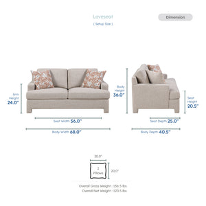 Arlo Chenille Fabric Living Room Loveseat