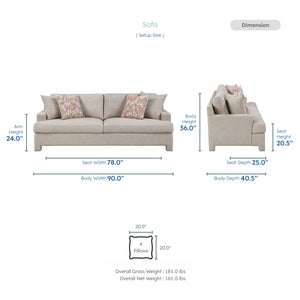 Arlo Chenille Fabric Living Room Sofa
