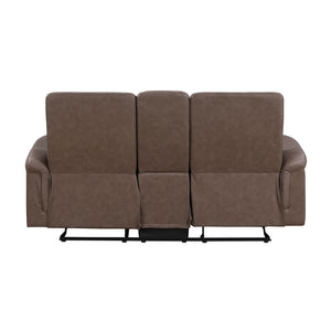 Vero Polished Microfiber Manual Double Reclining Love seat with Center Console