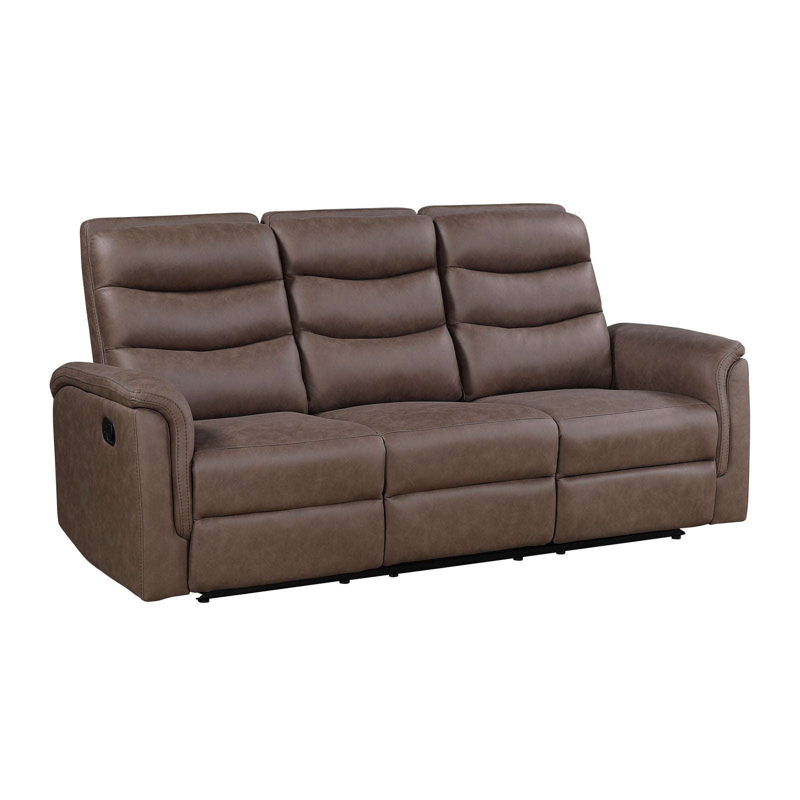 Vero Polished Microfiber Manual Double Reclining Sofa with Drop-down Cup Holders