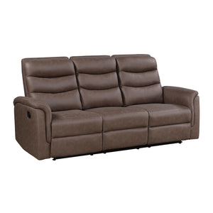 Vero Polished Microfiber Manual Double Reclining Sofa with Drop-down Cup Holders